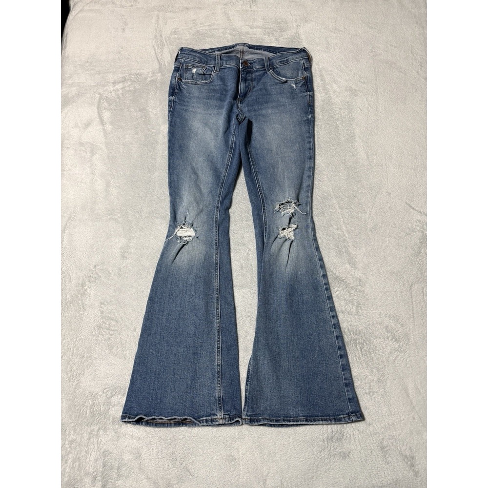 Arizona Jeans Womens 7 Blue Extreme Low Rise Y2K Flare Stretch Denim 30x30